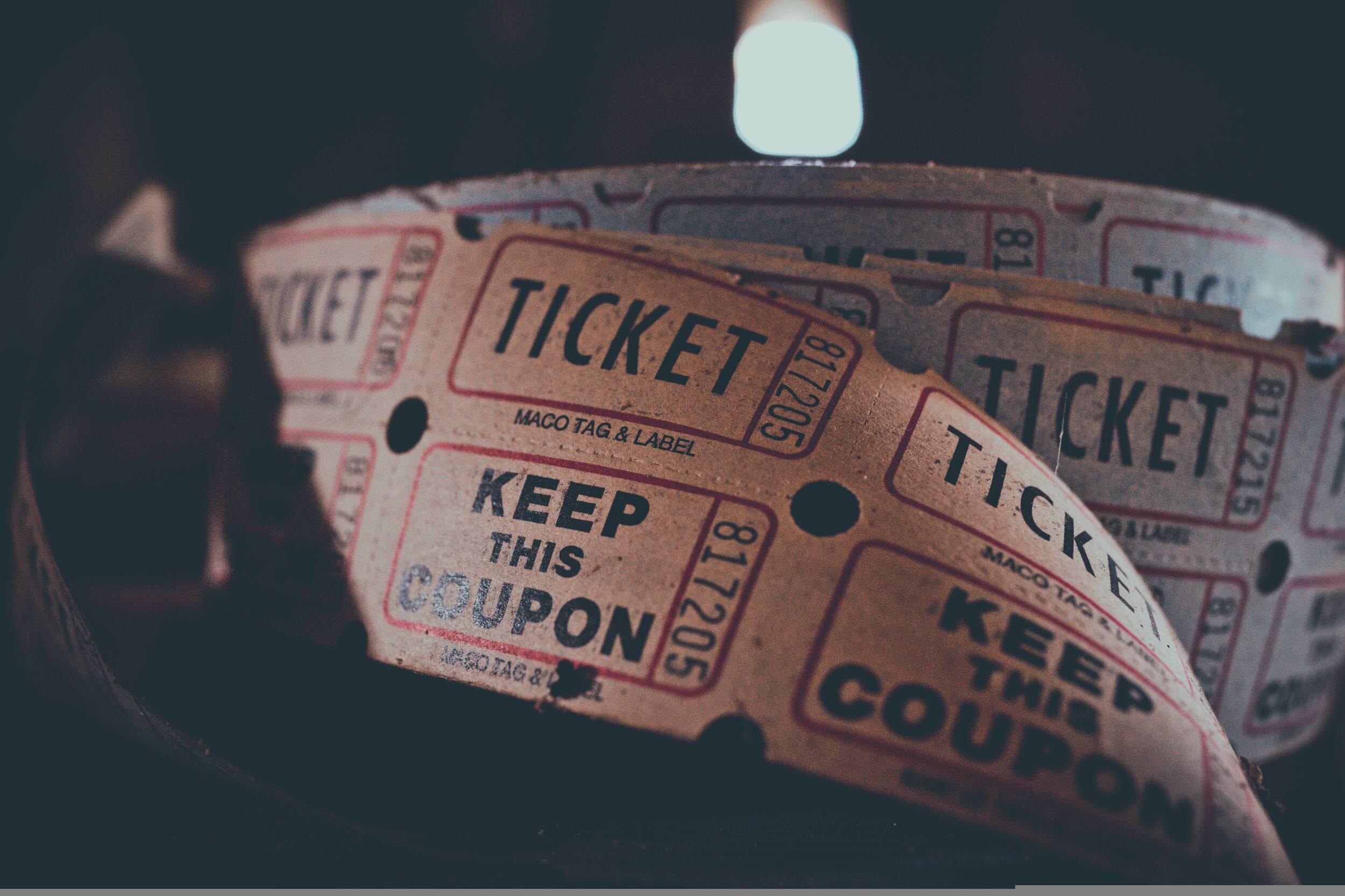 ticket, coupon, admission, carnival, circus, concert, entertainment, event, fare, movie, roll, show, theater, cinema, closeup, ticket, ticket, event, movie, movie, movie, movie, movie, cinema, cinema, cinema